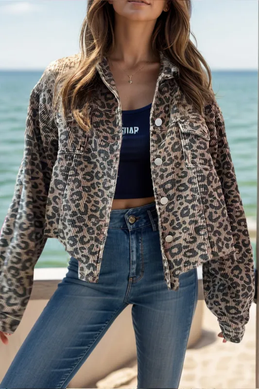 Leopard Button Down Long Sleeve Jacket sold by Charming Charlie