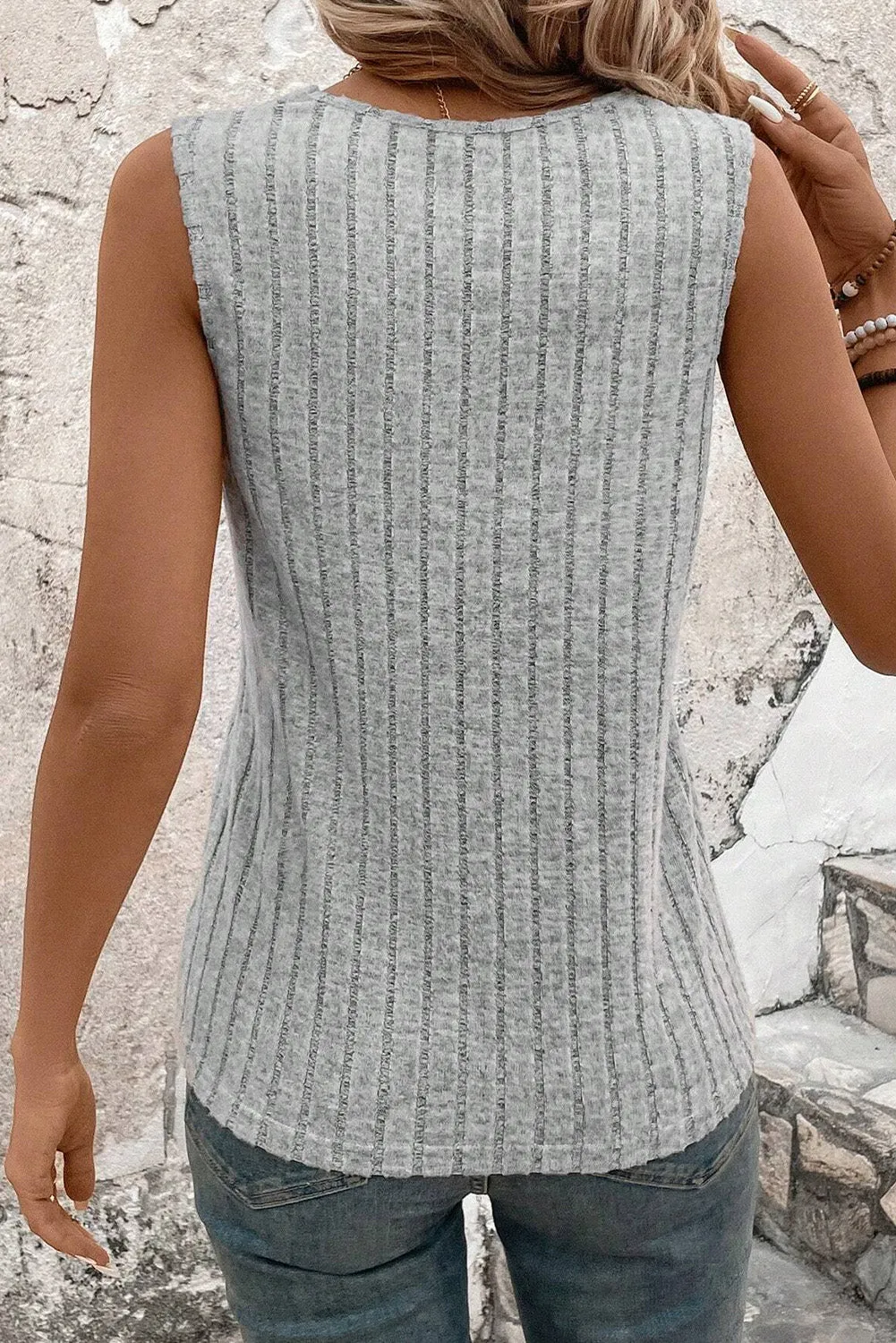 Ribbed V-Neck Tank sold by Charming Charlie product image thumbnail 4