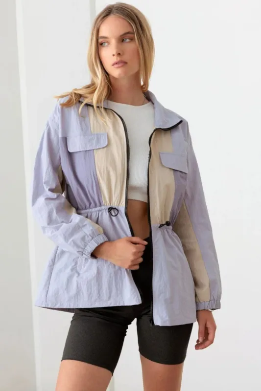 Le Lis Color Block Collared Wind Breaker Jacket sold by Charming Charlie