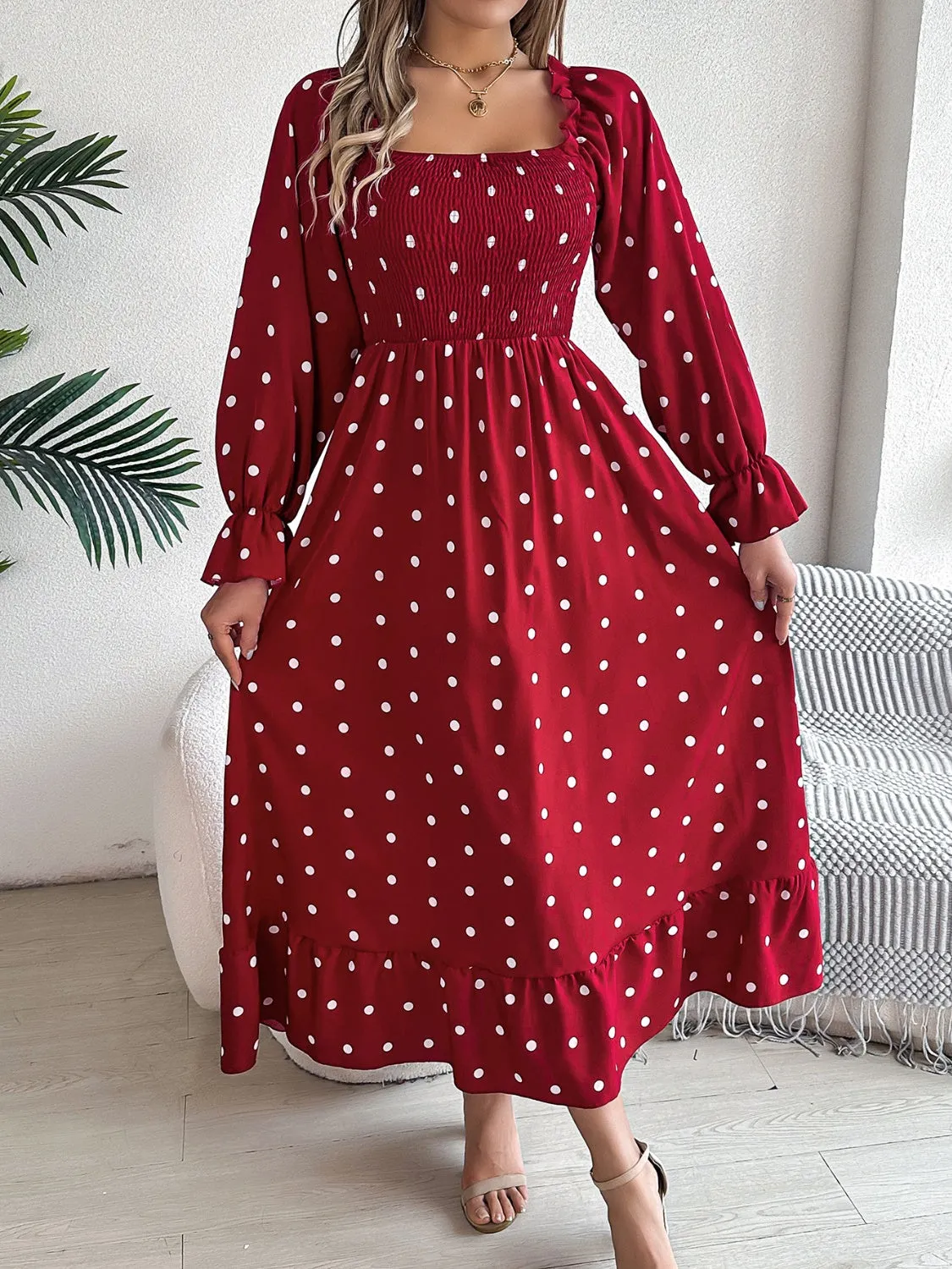 Polka Dot Flounce Sleeve Midi Dress sold by Charming Charlie product image thumbnail 5