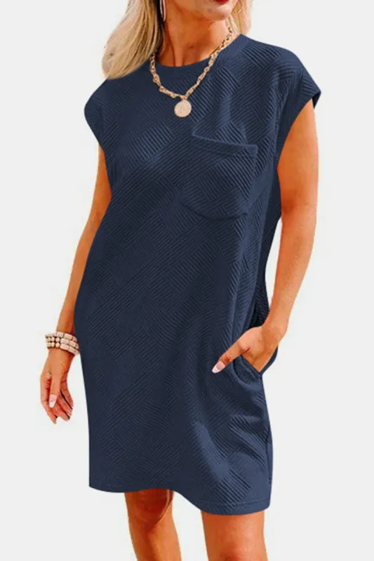 Textured Round Neck Cap Sleeve Dress sold by Charming Charlie