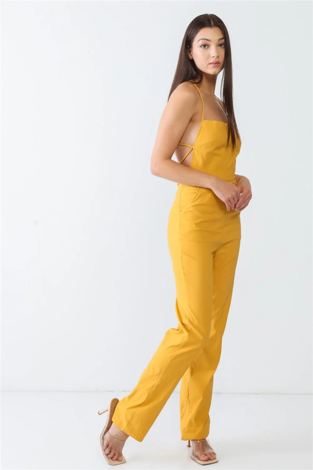 Doreli Group Backless Tied Spaghetti Strap Sleeveless Jumpsuit sold by Charming Charlie product image thumbnail 5