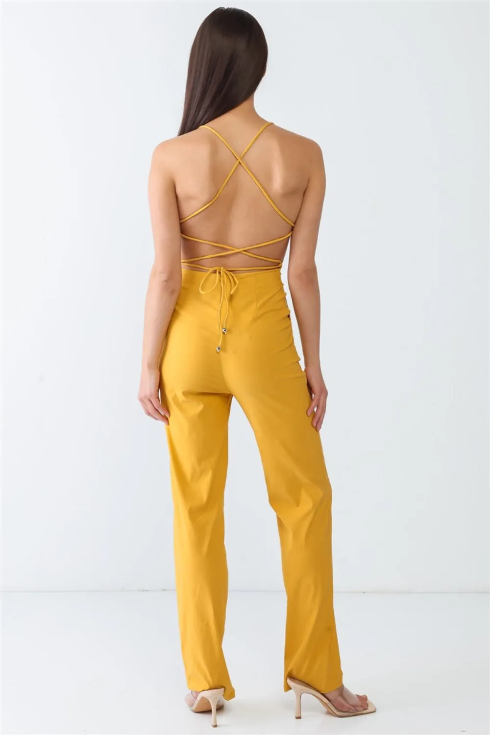 Doreli Group Backless Tied Spaghetti Strap Sleeveless Jumpsuit sold by Charming Charlie product image thumbnail 2