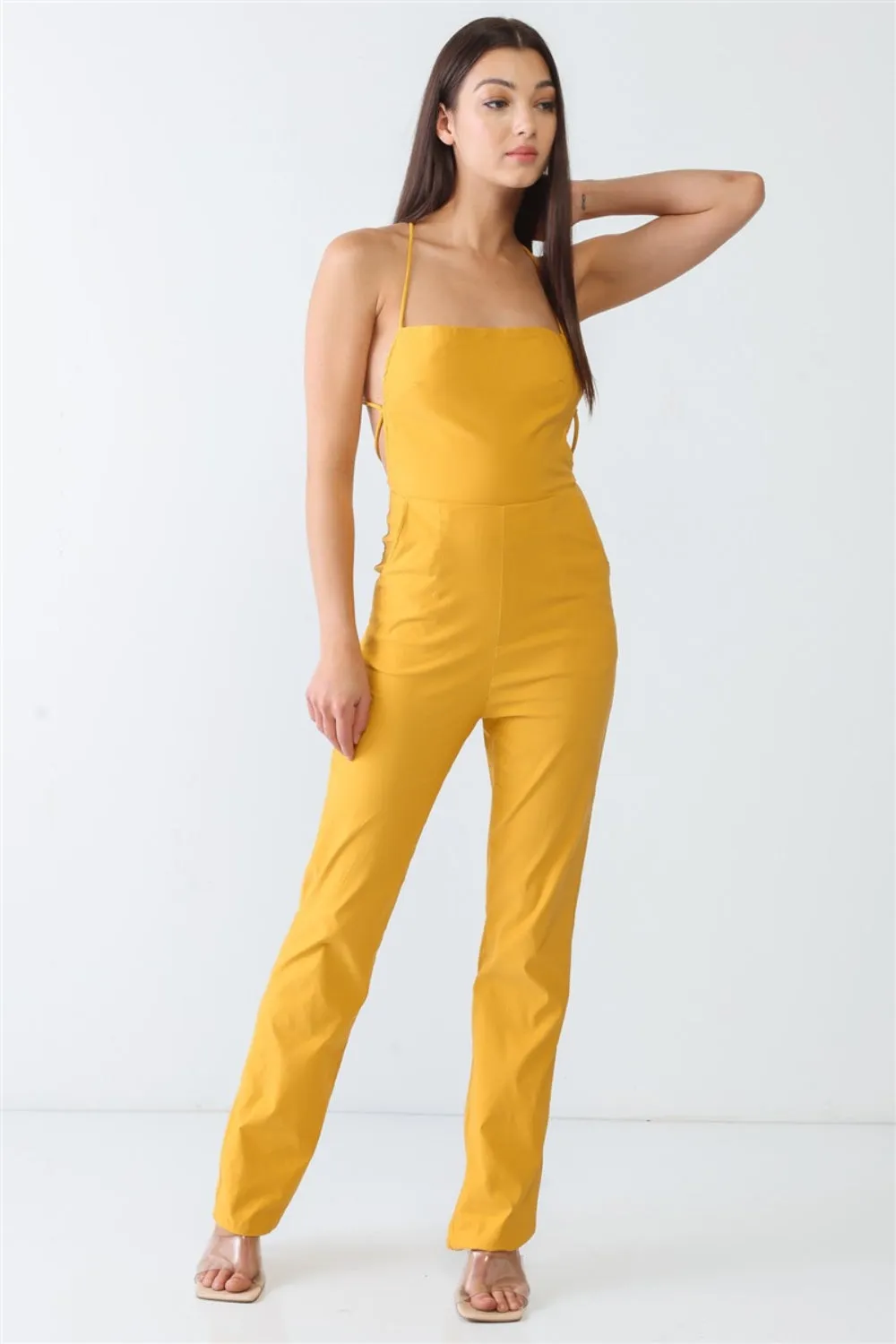 Doreli Group Backless Tied Spaghetti Strap Sleeveless Jumpsuit sold by Charming Charlie product image thumbnail 3