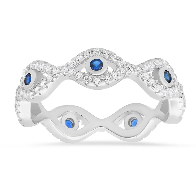 Sterling Silver CZ Evil Eye Eternity Band Ring sold by Charming Charlie