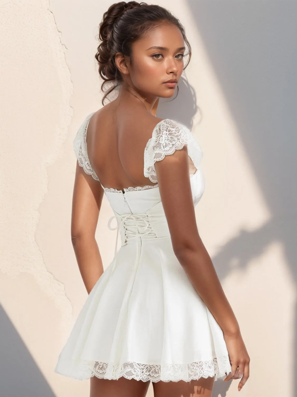 Lace Detail Square Neck Cap Sleeve Mini Dress sold by Charming Charlie product image thumbnail 2