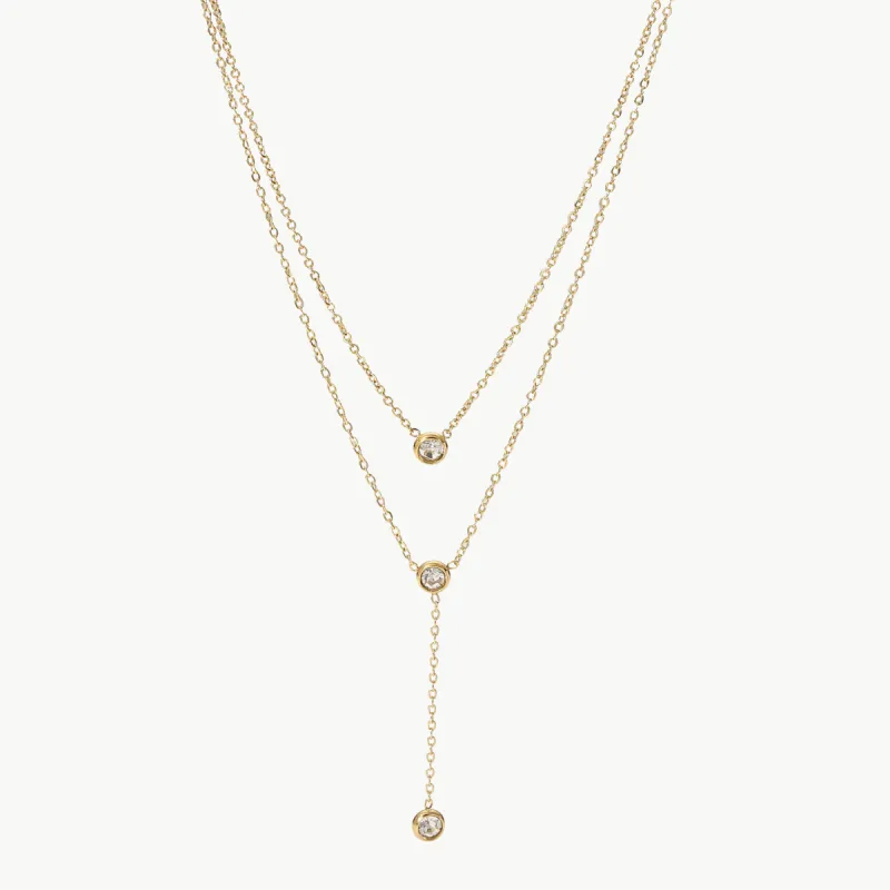 Stainless Steel Zircon Double-Layered Necklace sold by Charming Charlie
