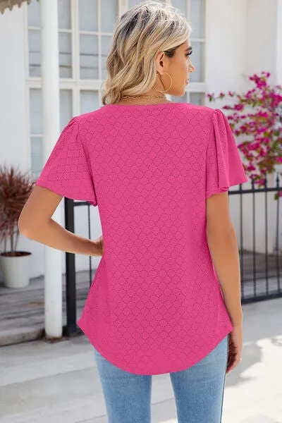 Eyelet Square Neck Flutter Sleeve Blouse sold by Charming Charlie product image thumbnail 2