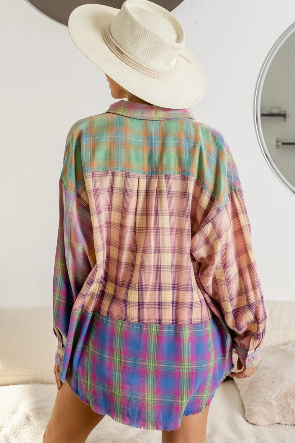 BiBi Plaid Color Block Button Up Shirt sold by Charming Charlie product image thumbnail 2