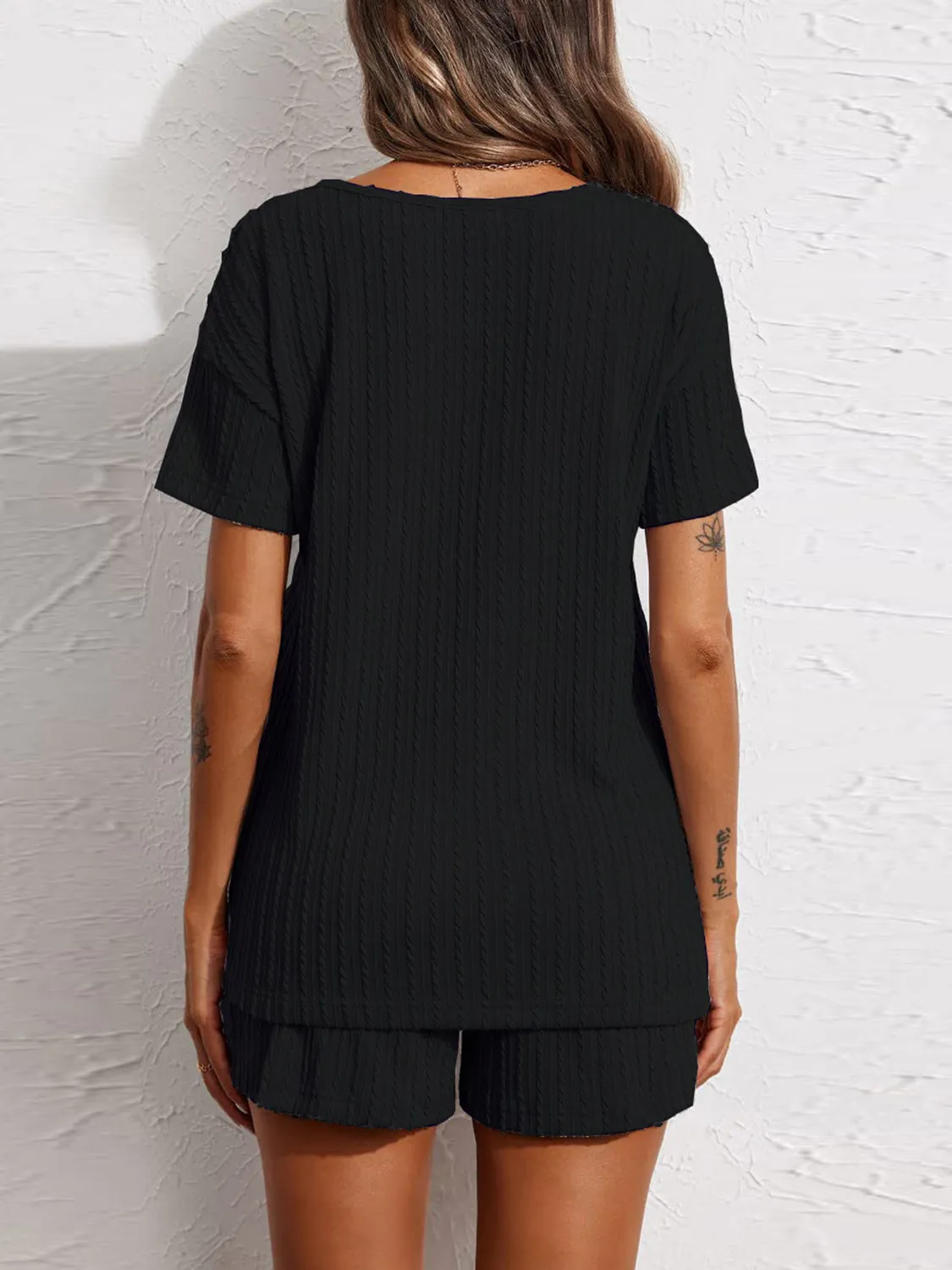 Notched Short Sleeve Top and Shorts Set sold by Charming Charlie product image thumbnail 2