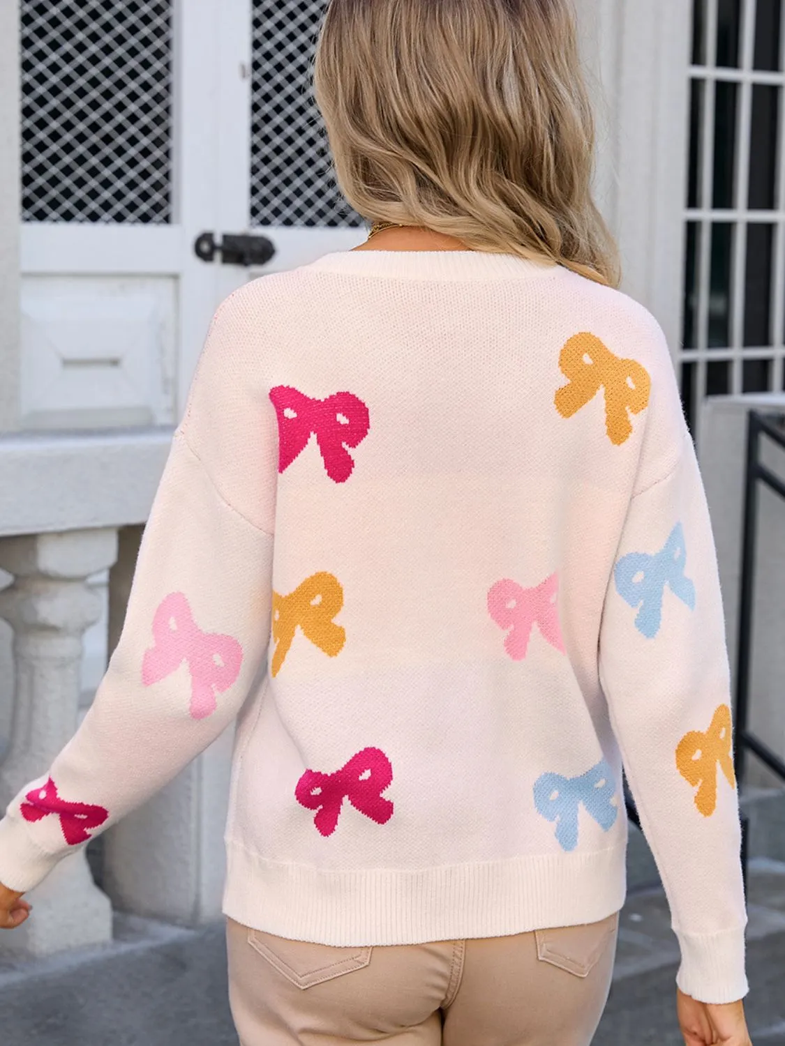 Bow Graphic Round Neck Long Sleeve Sweater sold by Charming Charlie product image thumbnail 3