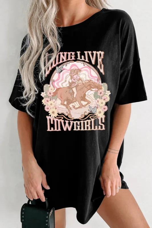 Graphic Round Neck Half Sleeve Oversize T-Shirt sold by Charming Charlie