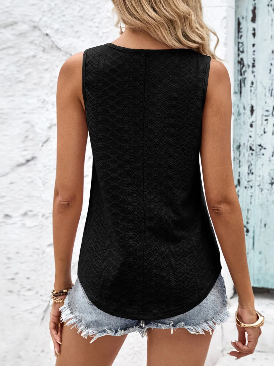 Eyelet Wide Strap Tank sold by Charming Charlie product image thumbnail 3