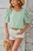 Swiss Dot Round Neck Short Sleeve Blouse sold by Charming Charlie