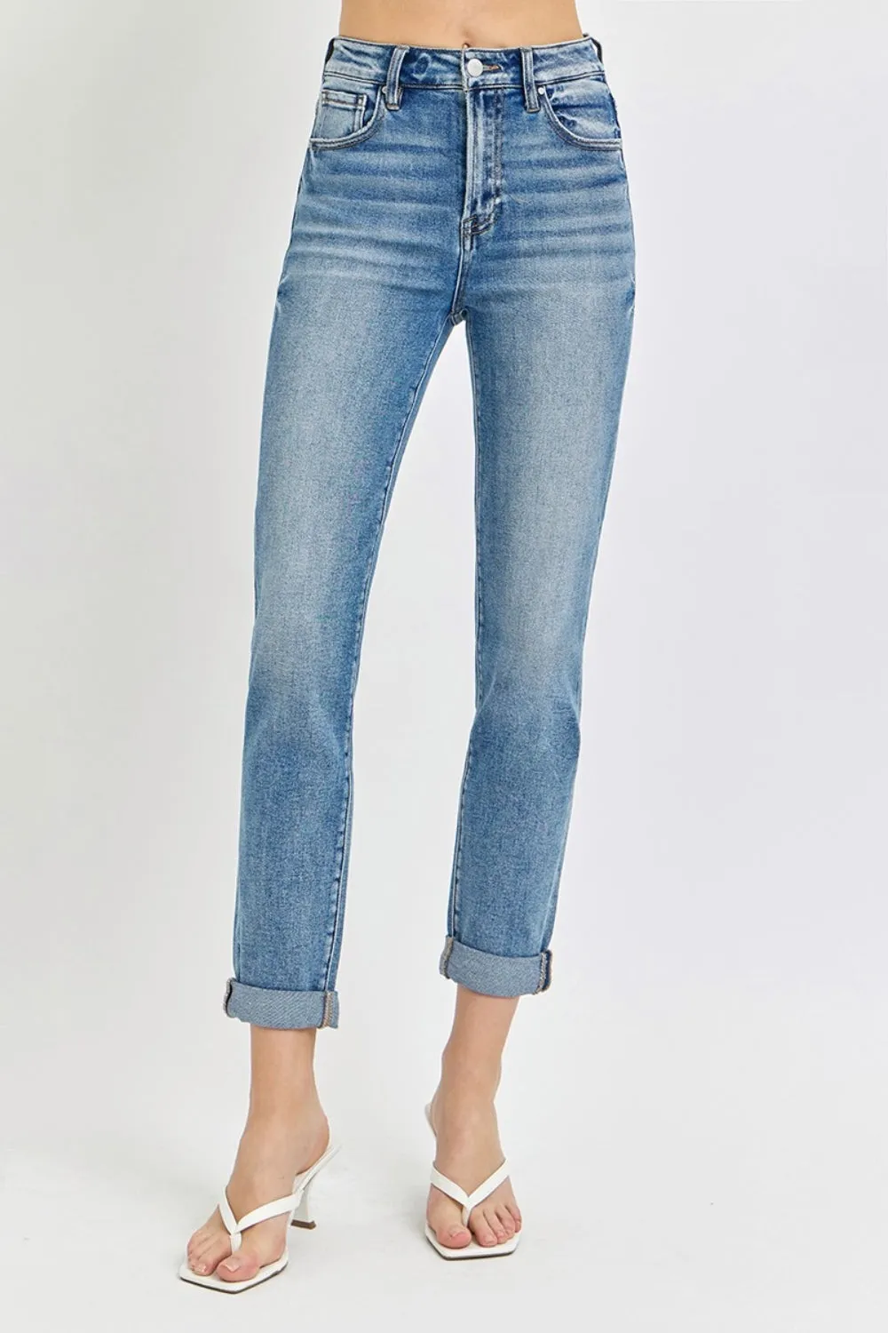Risen Full Size High Rise Cropped Roll Up Jeans sold by Charming Charlie product image thumbnail 4