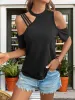 Asymmetric Cold Shoulder Short Sleeve T-Shirt sold by Charming Charlie