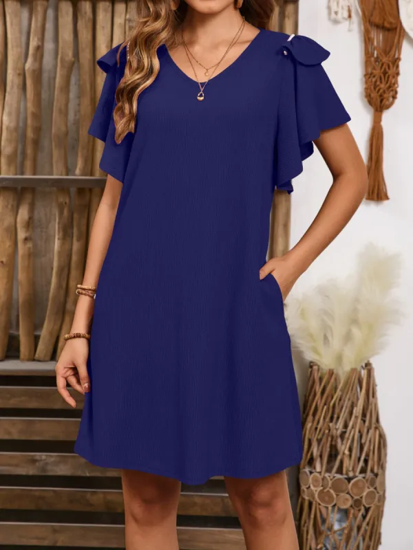 V-Neck Flutter Sleeve Mini Dress sold by Charming Charlie