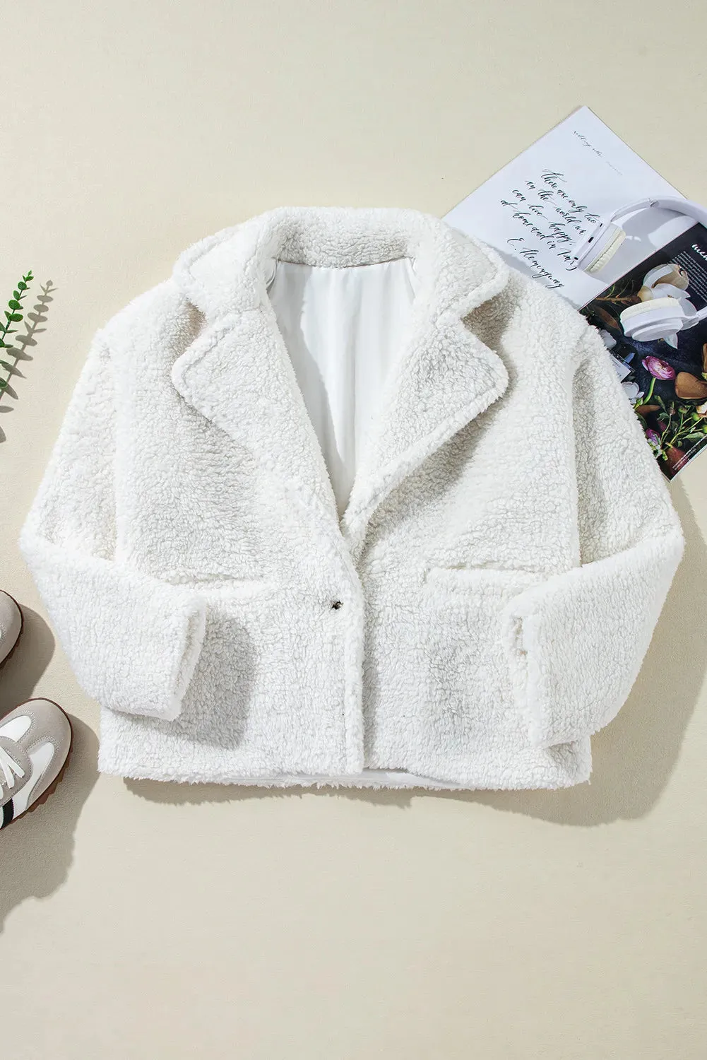 Fuzzy One Button Long Sleeve Jacket sold by Charming Charlie product image thumbnail 2