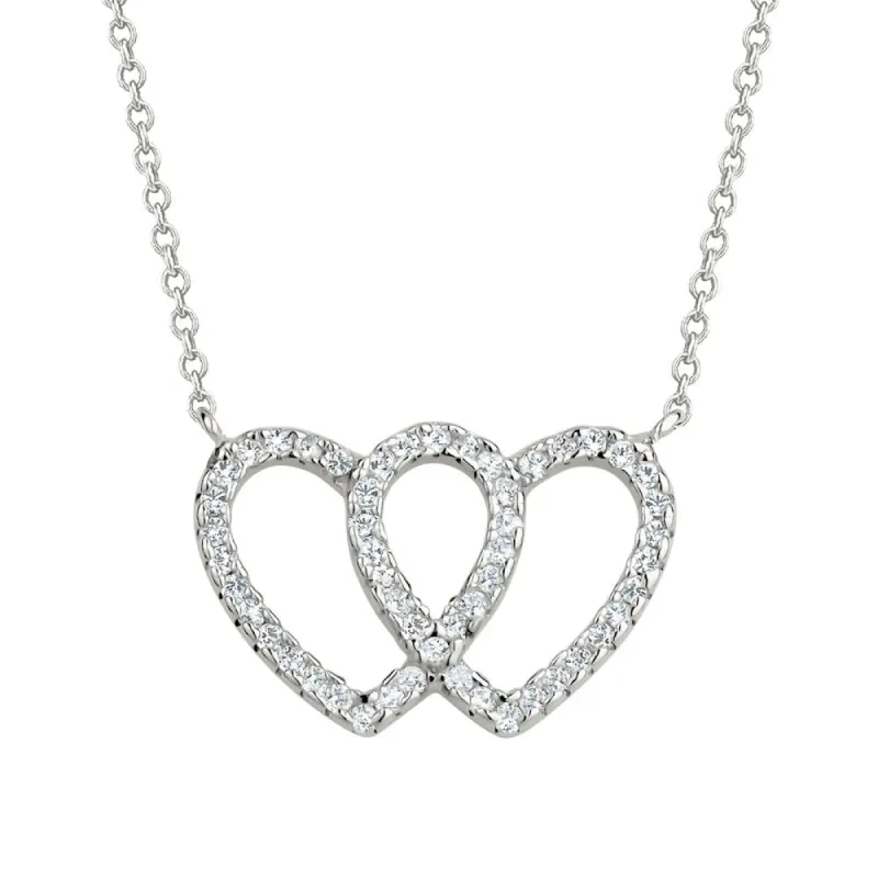 GL Creations- Sterling Silver Double CZ Heart Necklace sold by Charming Charlie