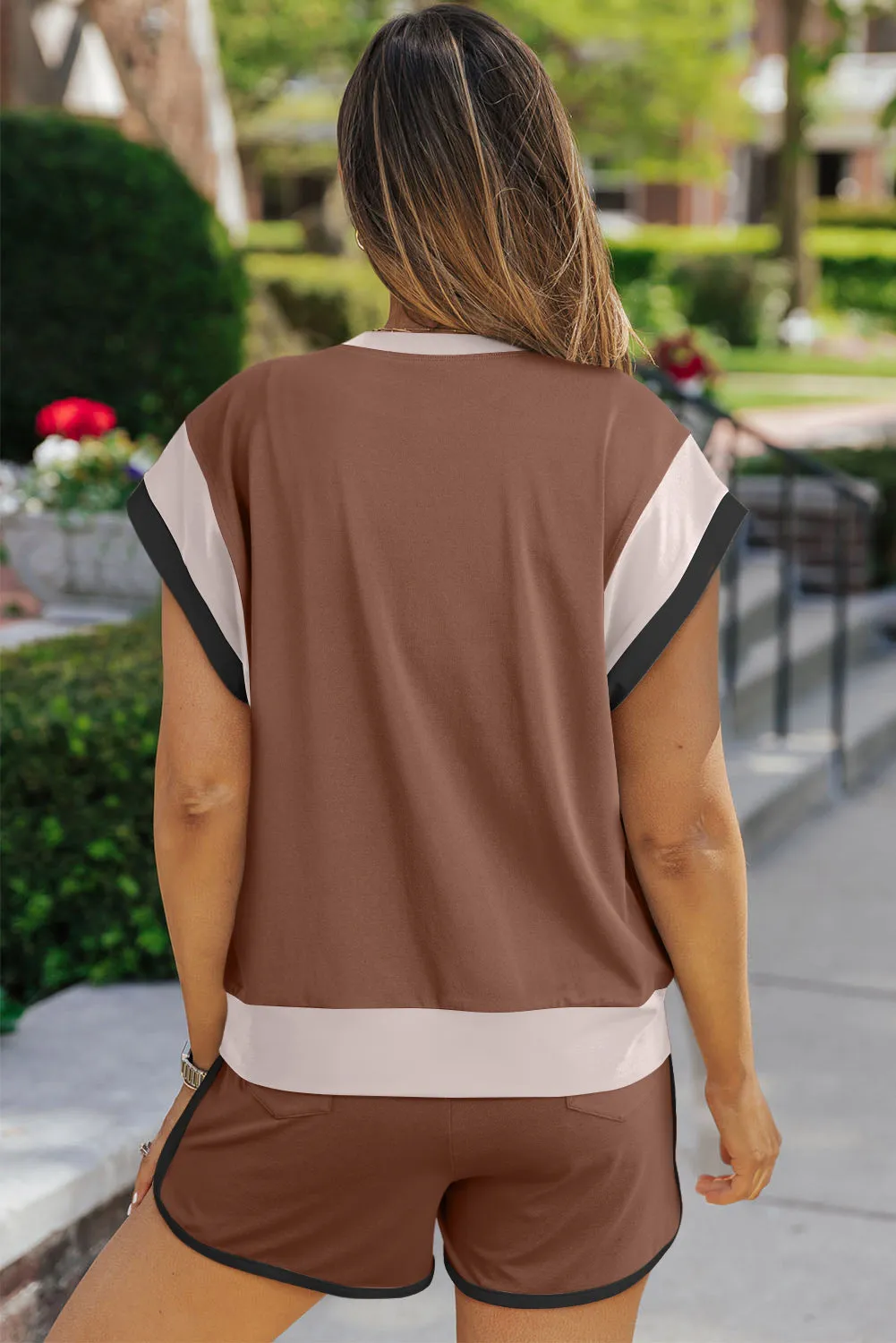 Contrast Round Neck Top and Shorts Set sold by Charming Charlie product image thumbnail 3