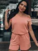 Single Shoulder Short Sleeve Romper sold by Charming Charlie