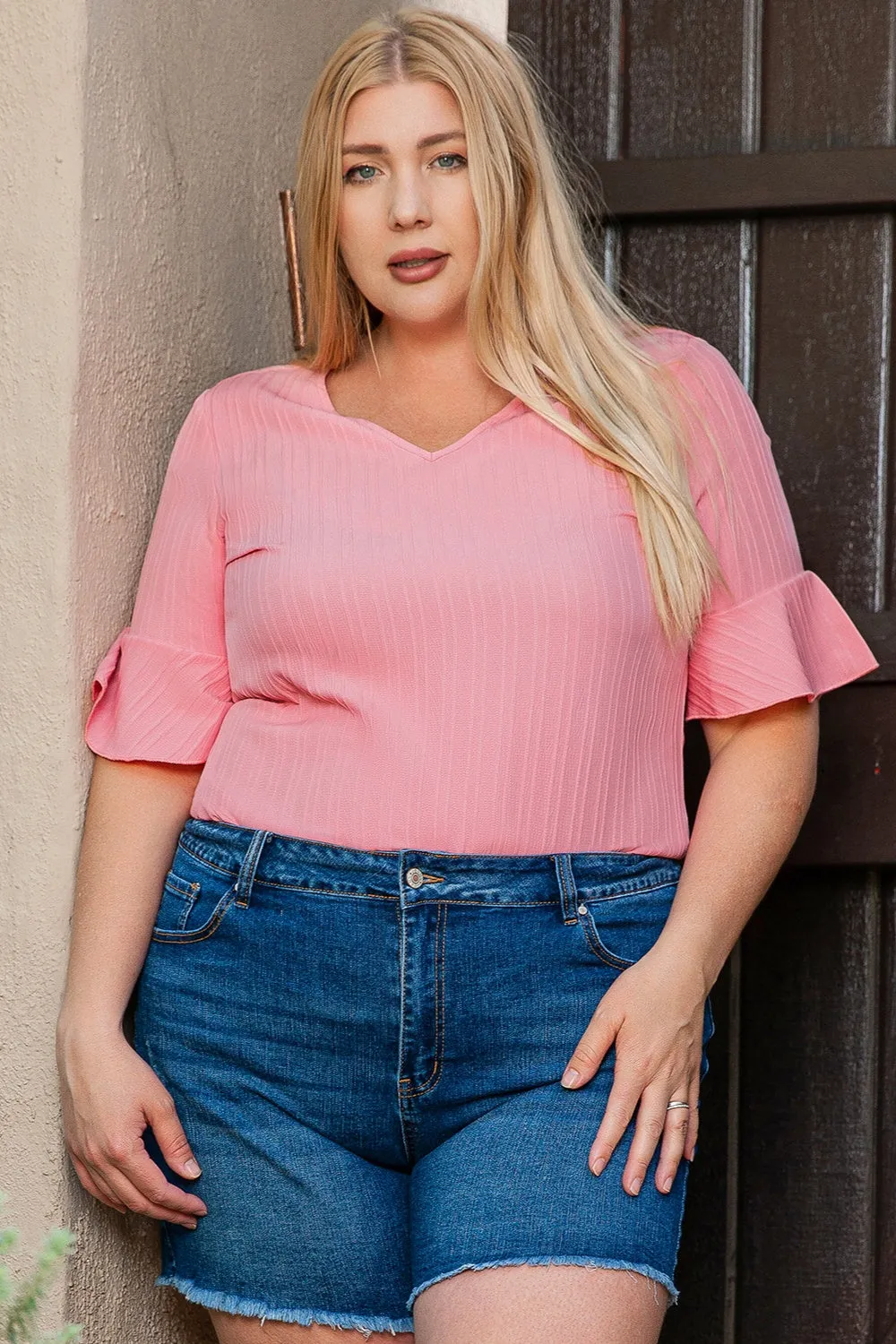Plus Size V-Neck Half Sleeve Blouse sold by Charming Charlie product image thumbnail 2