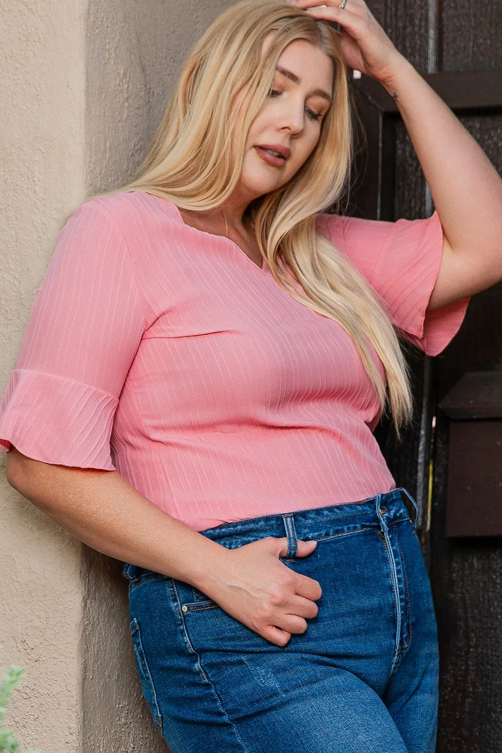 Plus Size V-Neck Half Sleeve Blouse sold by Charming Charlie product image thumbnail 3