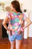 Feeling Playful Fuchsia Floral Textured Ruffle Sleeve Top sold by Charming Charlie