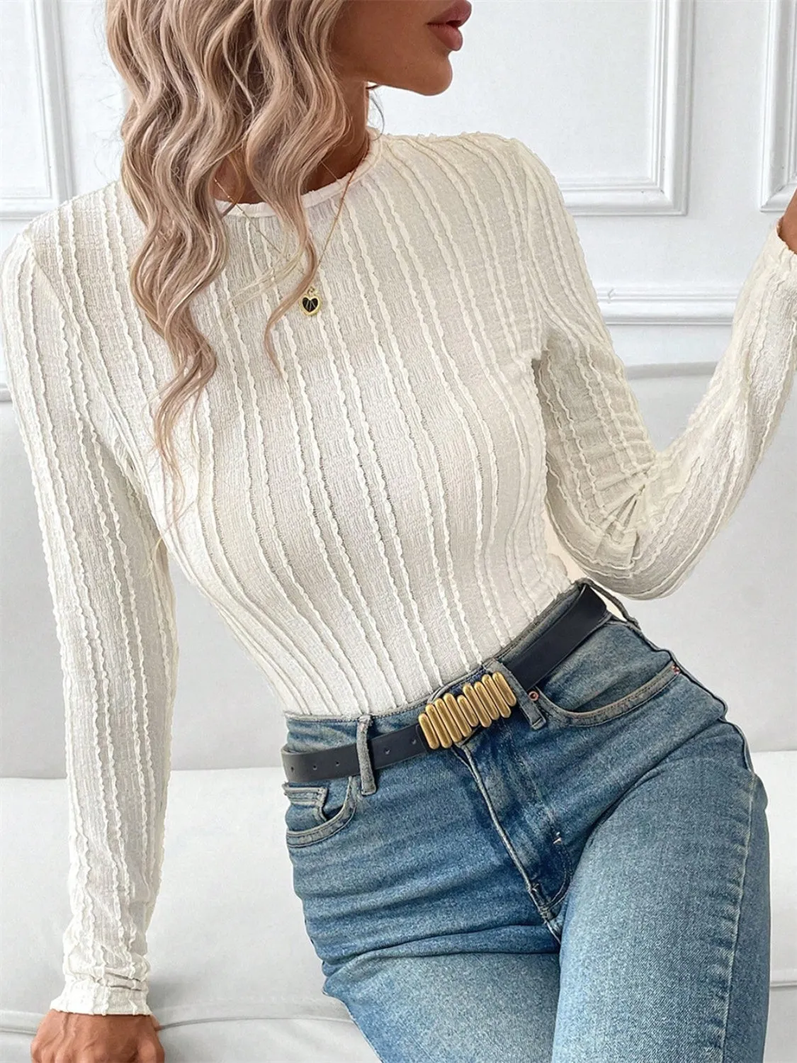 Round Neck Long Sleeve Top sold by Charming Charlie product image thumbnail 4