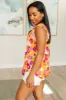 Lizzy Flutter Sleeve Top in Apricot and Red Floral sold by Charming Charlie