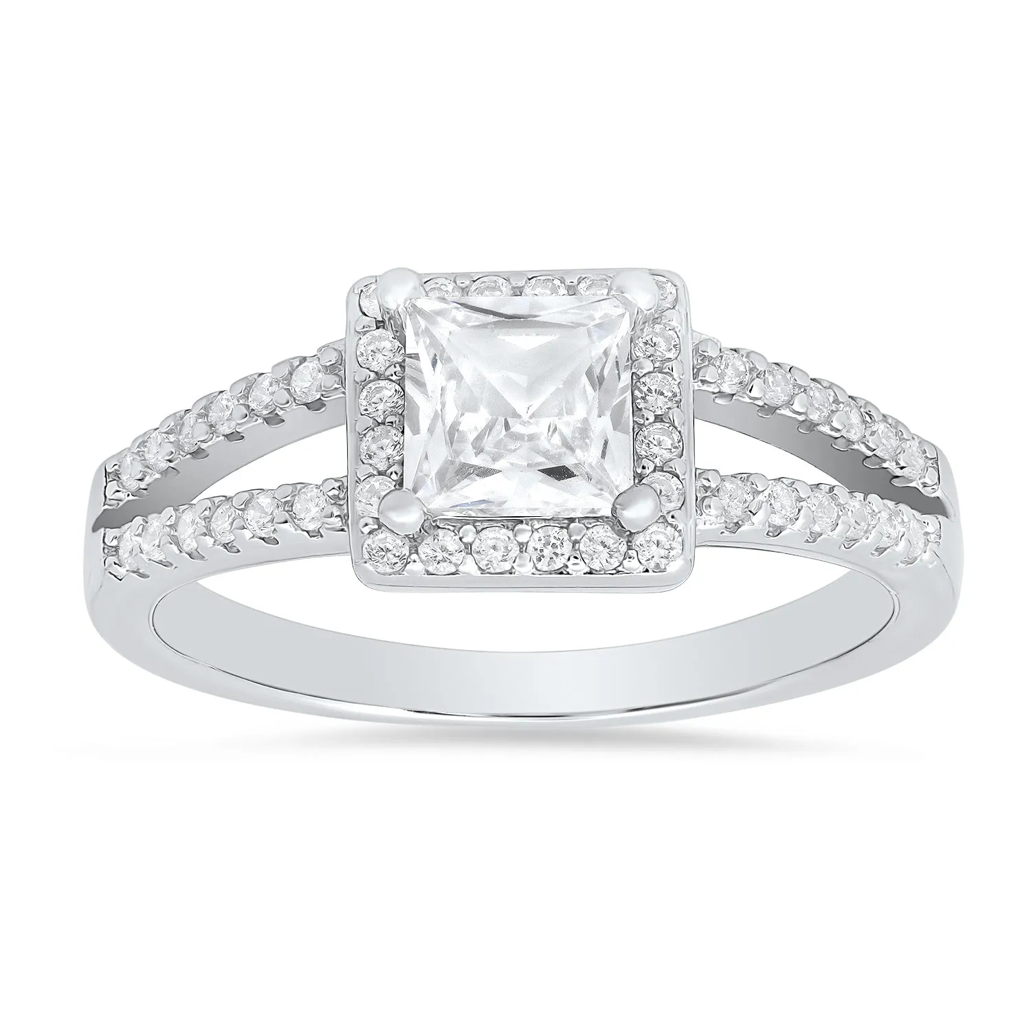 Sterling Silver Princess-cut Halo CZ Ring sold by Charming Charlie