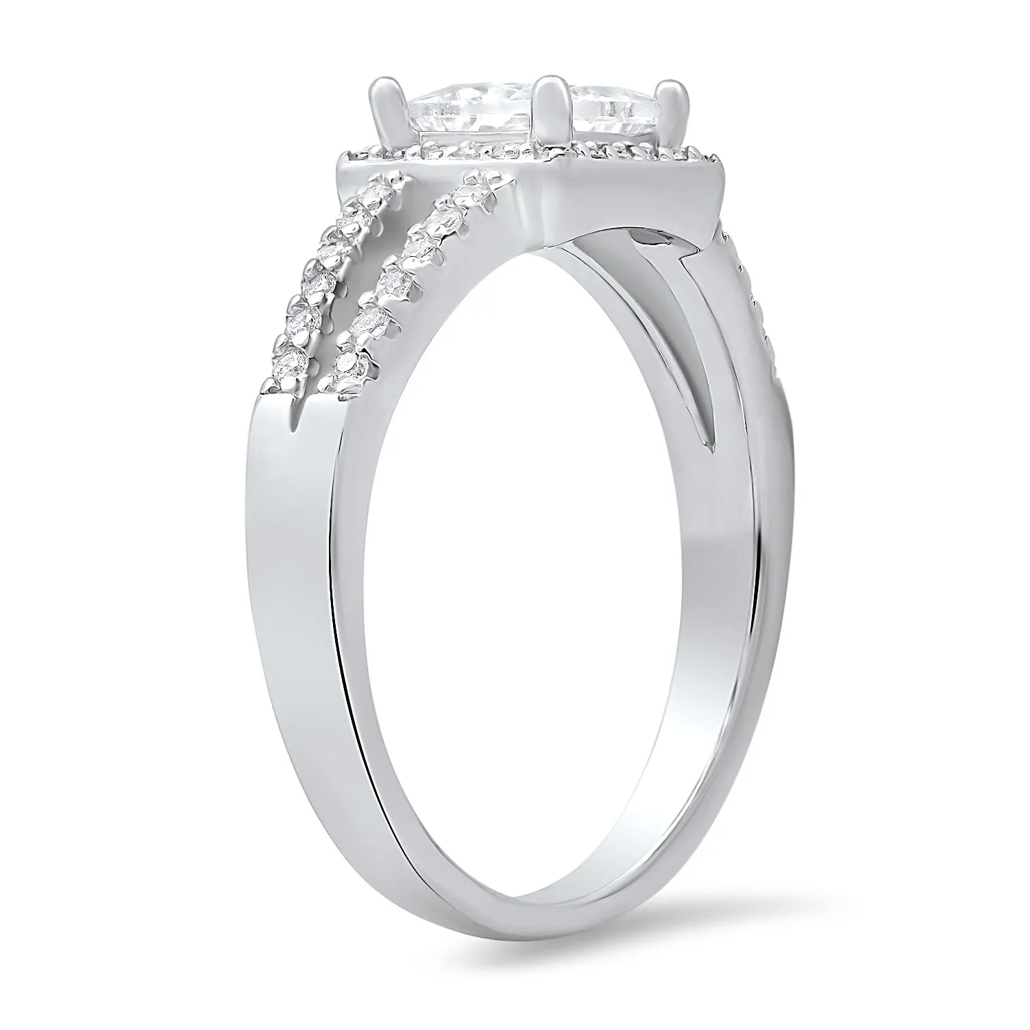 Sterling Silver Princess-cut Halo CZ Ring sold by Charming Charlie product image thumbnail 2