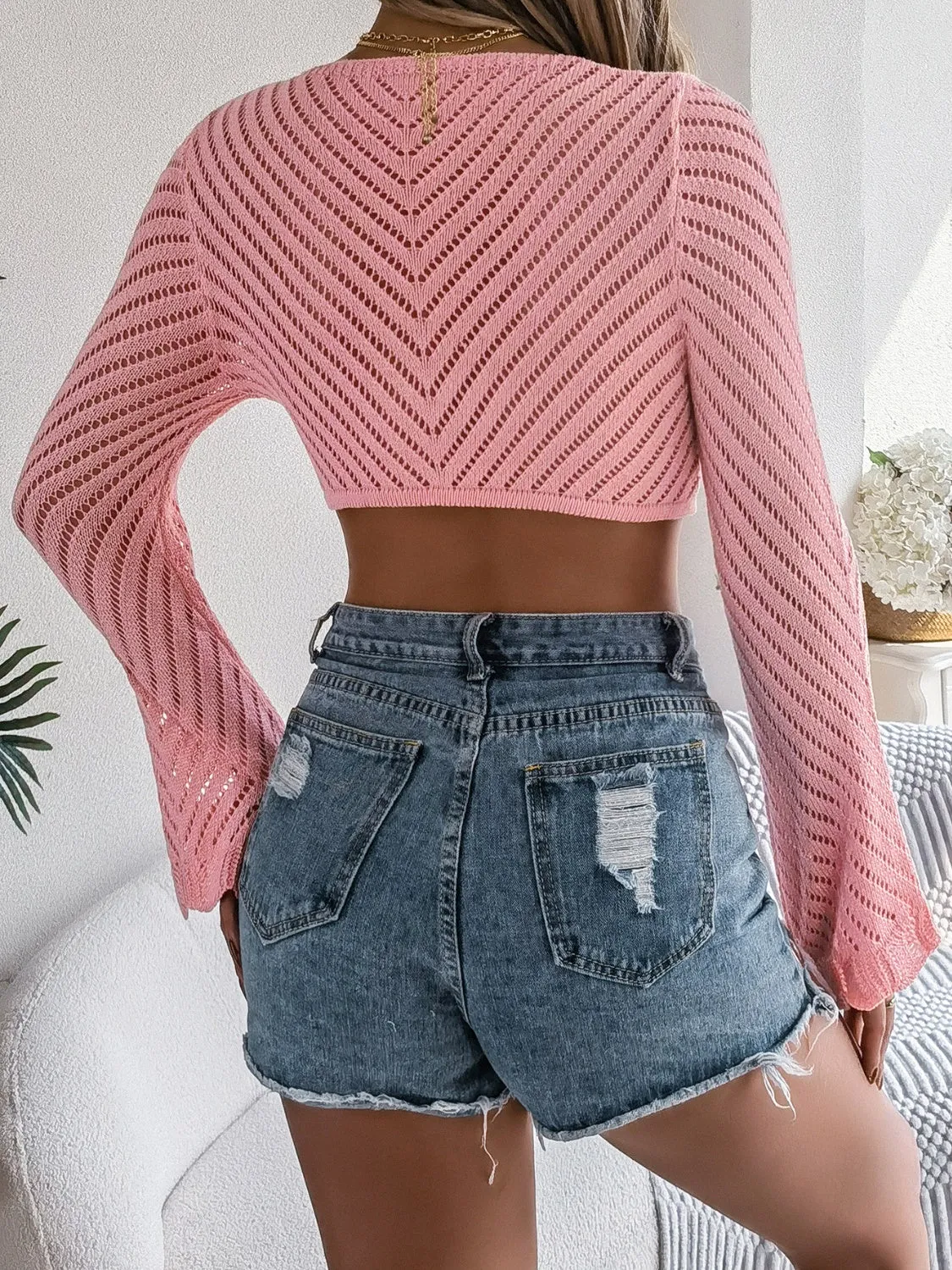 Openwork Tied Long Sleeve Knit Cover Up sold by Charming Charlie product image thumbnail 4