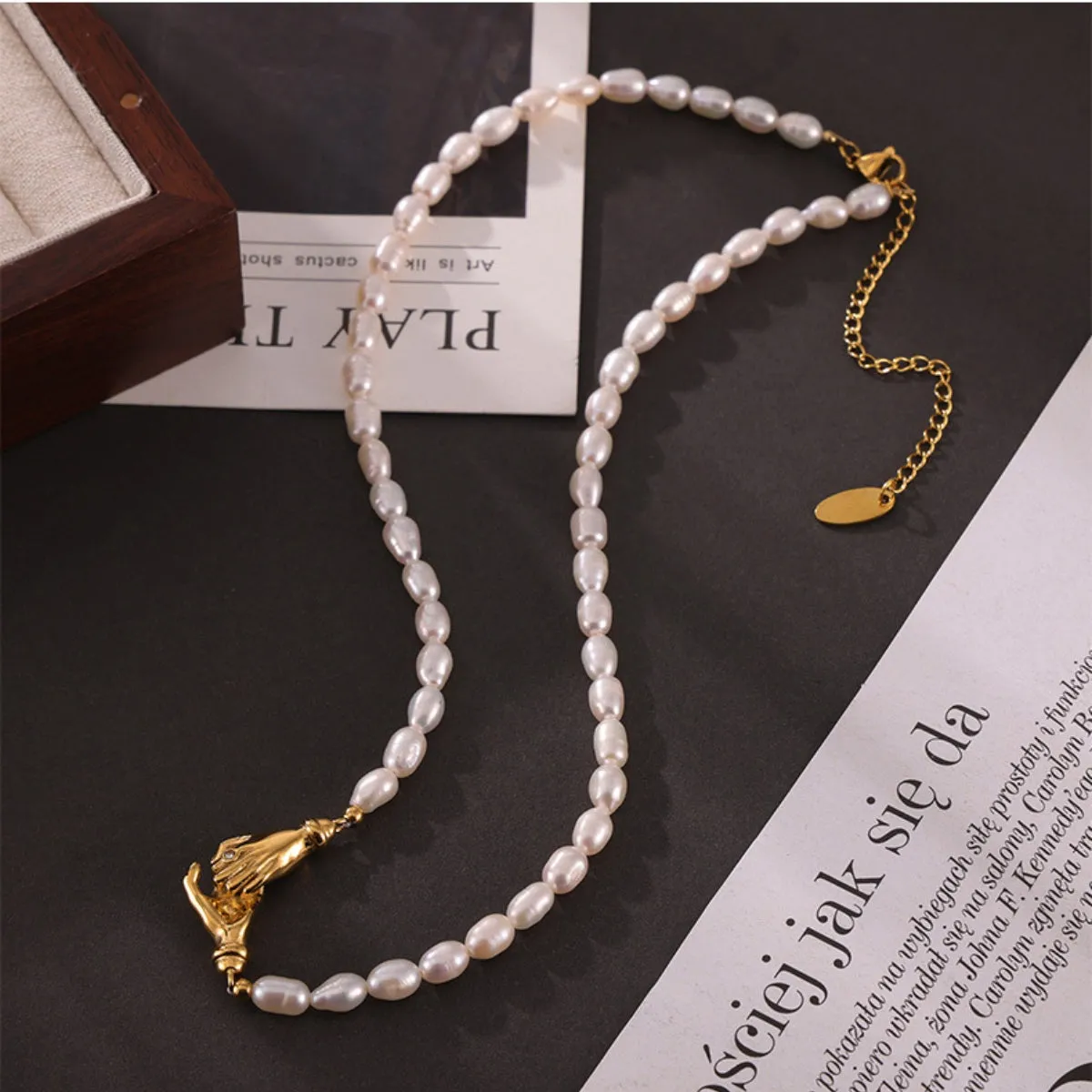 Titanium Steel Freshwater Pearl Necklace sold by Charming Charlie product image thumbnail 4