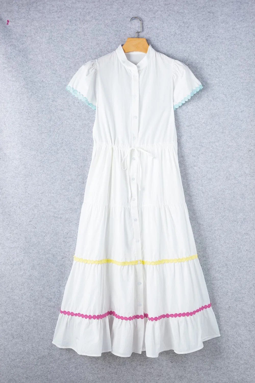 Contrast Trim Button Up Short Sleeve Dress sold by Charming Charlie product image thumbnail 2