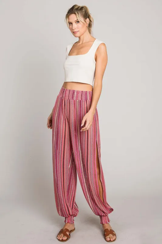 Cotton Bleu by Nu Label Striped Smocked Cover Up Pants sold by Charming Charlie
