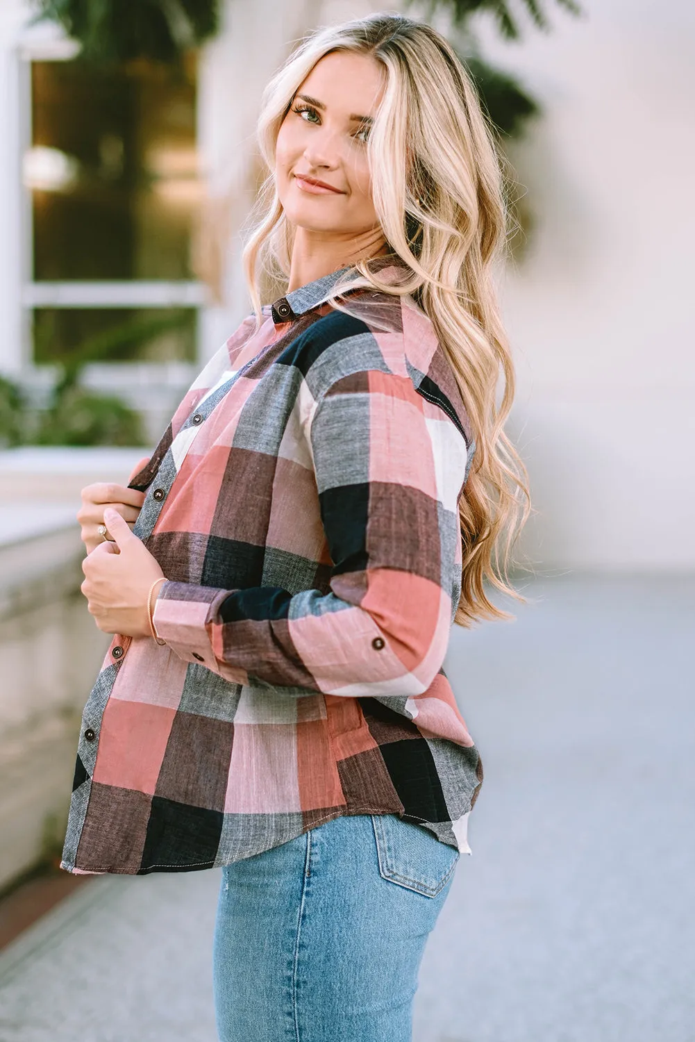 Plaid Button Up Long Sleeve Shirt sold by Charming Charlie product image thumbnail 4