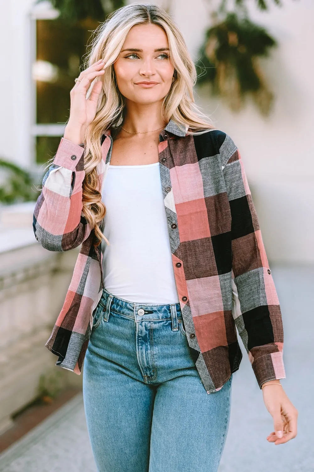 Plaid Button Up Long Sleeve Shirt sold by Charming Charlie product image thumbnail 3
