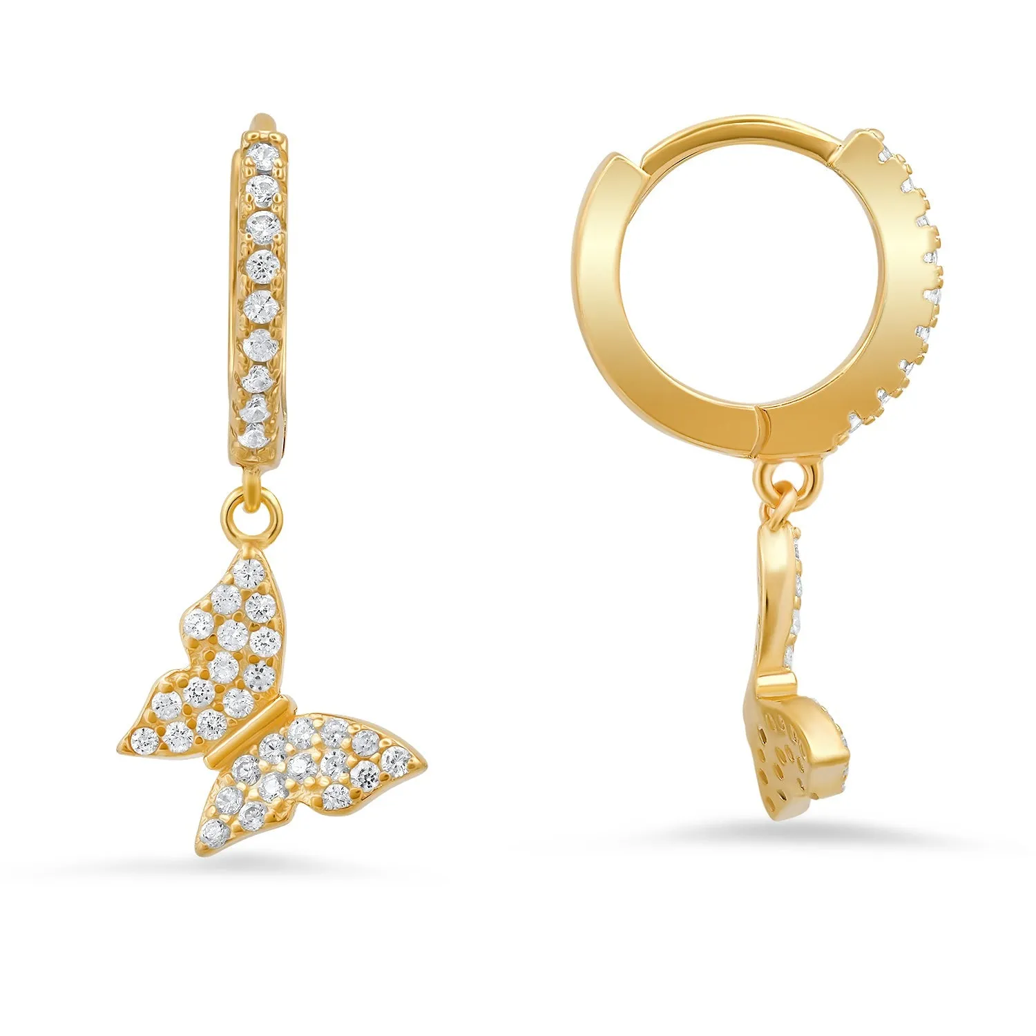 Sterling Silver Dangling Butterfly CZ Huggy Hoop Earrings sold by Charming Charlie product image thumbnail 2