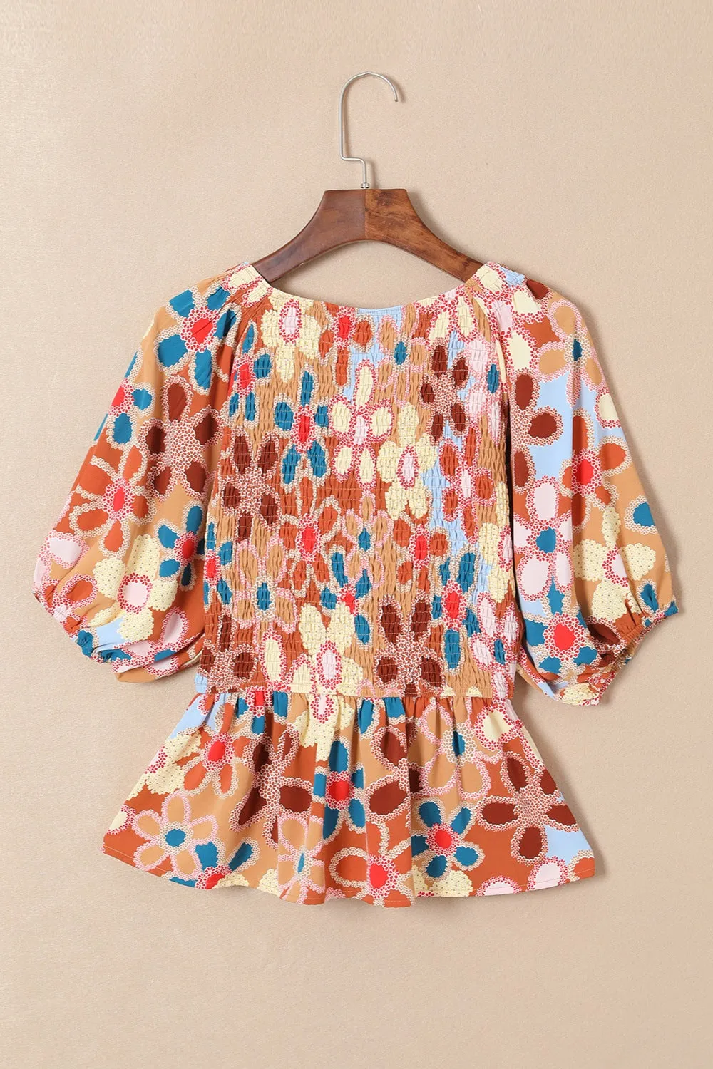 Smocked Printed V-Neck Half Sleeve Blouse sold by Charming Charlie product image thumbnail 5