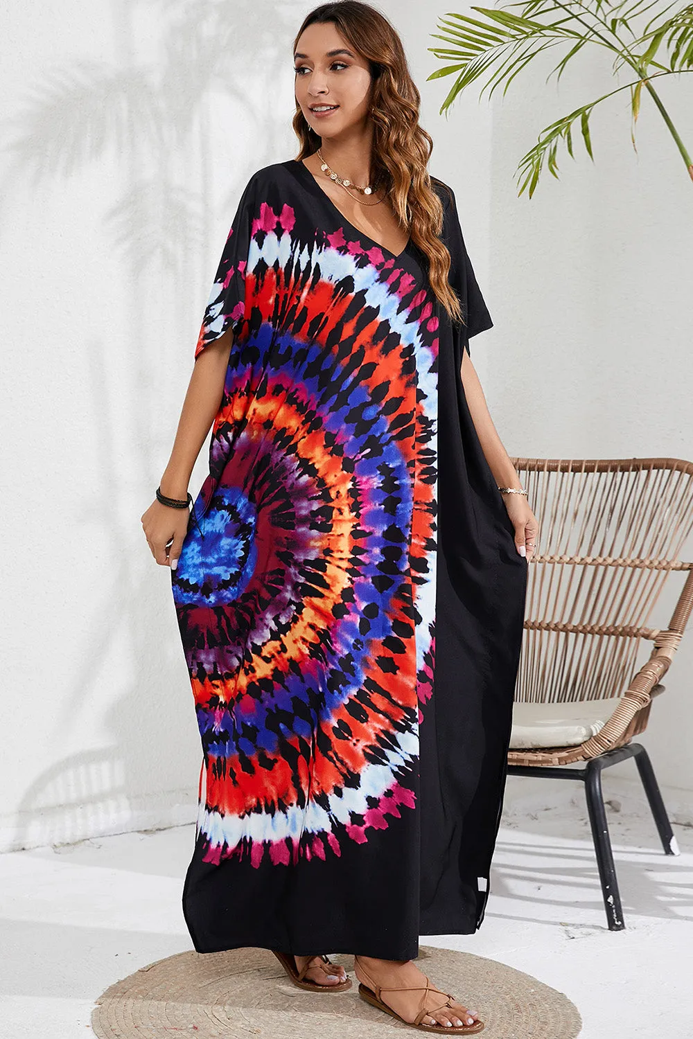 Slit Printed V-Neck Short Sleeve Cover Up sold by Charming Charlie product image thumbnail 5