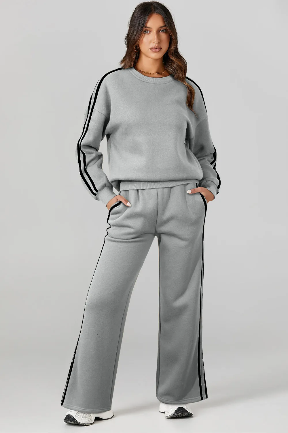 Round Neck Long Sleeve Top and Pants Active Set sold by Charming Charlie product image thumbnail 2