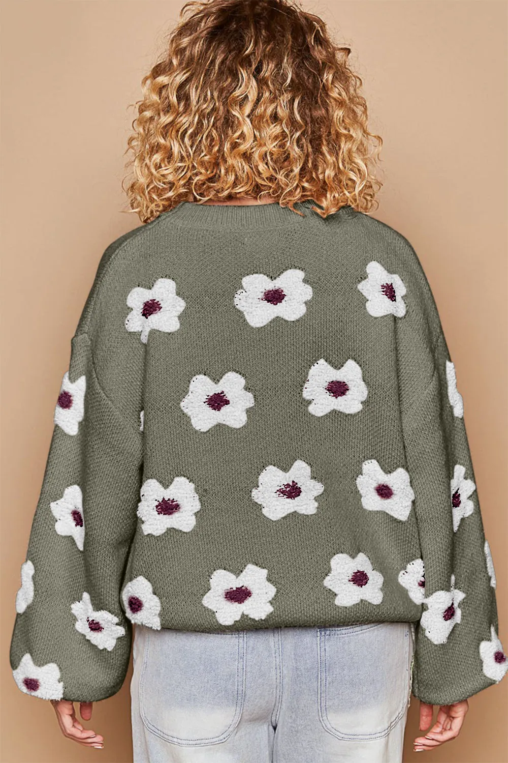 POL Daisy Pattern Drop Shoulder Sweater sold by Charming Charlie product image thumbnail 3