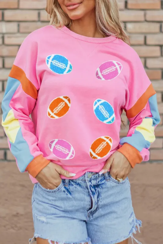 Contrast Football Long Sleeve Sweatshirt sold by Charming Charlie