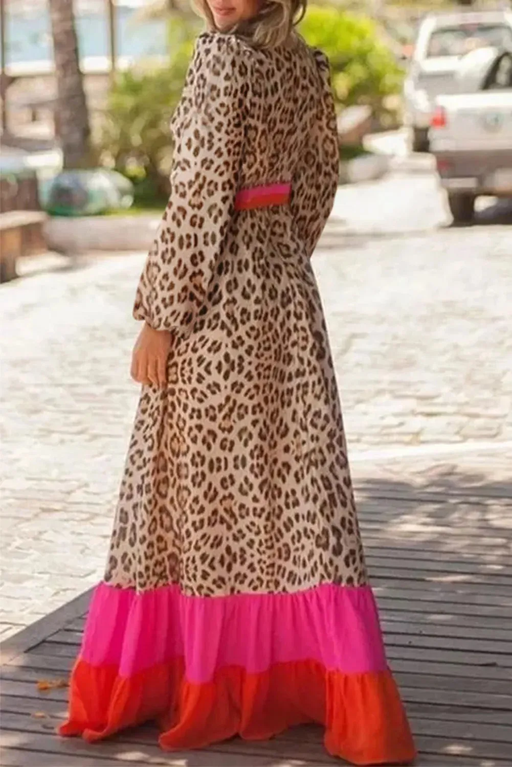 Leopard V-Neck Long Sleeve Maxi Dress sold by Charming Charlie product image thumbnail 2