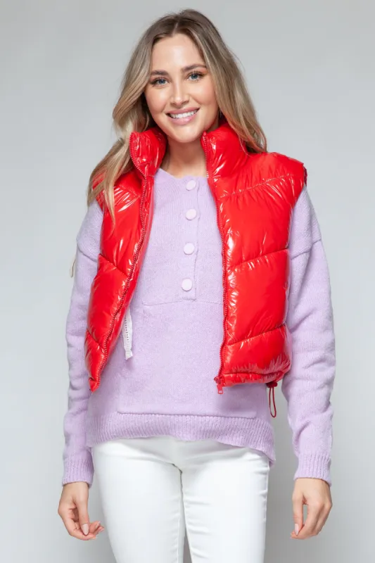 Snobbish Zip Up Turtleneck Shiny Quilted Vest sold by Charming Charlie