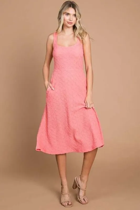 Culture Code Texture Square Neck Tank Dress with Pockets sold by Charming Charlie