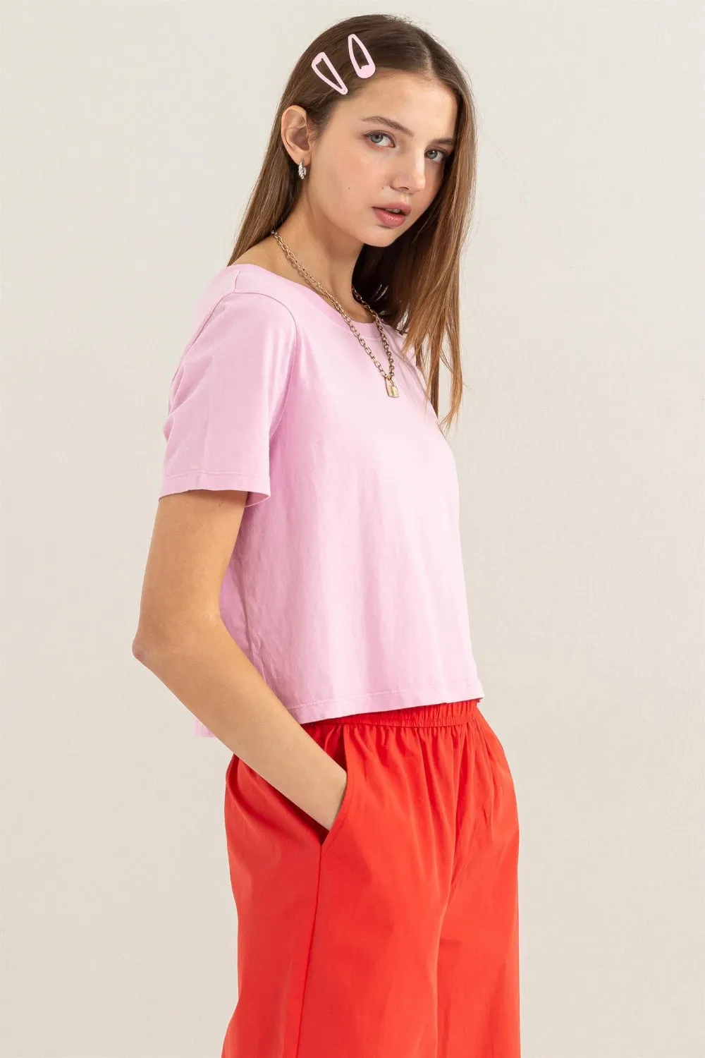 HYFVE Round Neck Cropped T-Shirt sold by Charming Charlie product image thumbnail 4