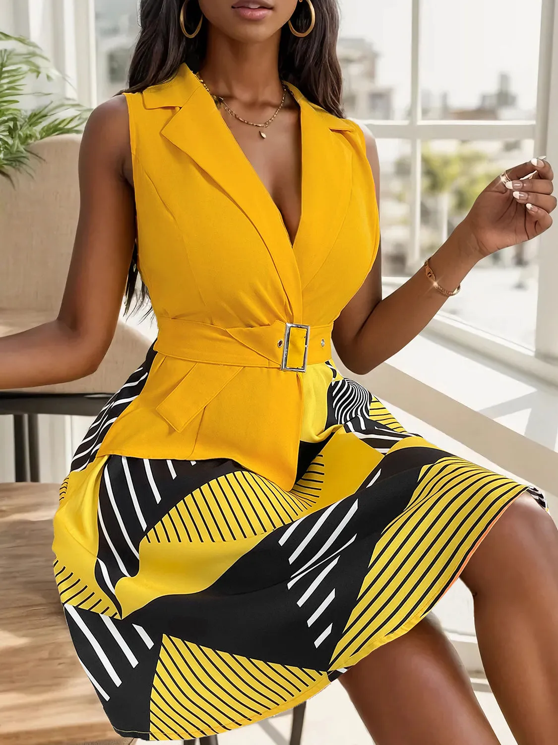 Collared Neck Sleeveless Mini Dress sold by Charming Charlie product image thumbnail 3