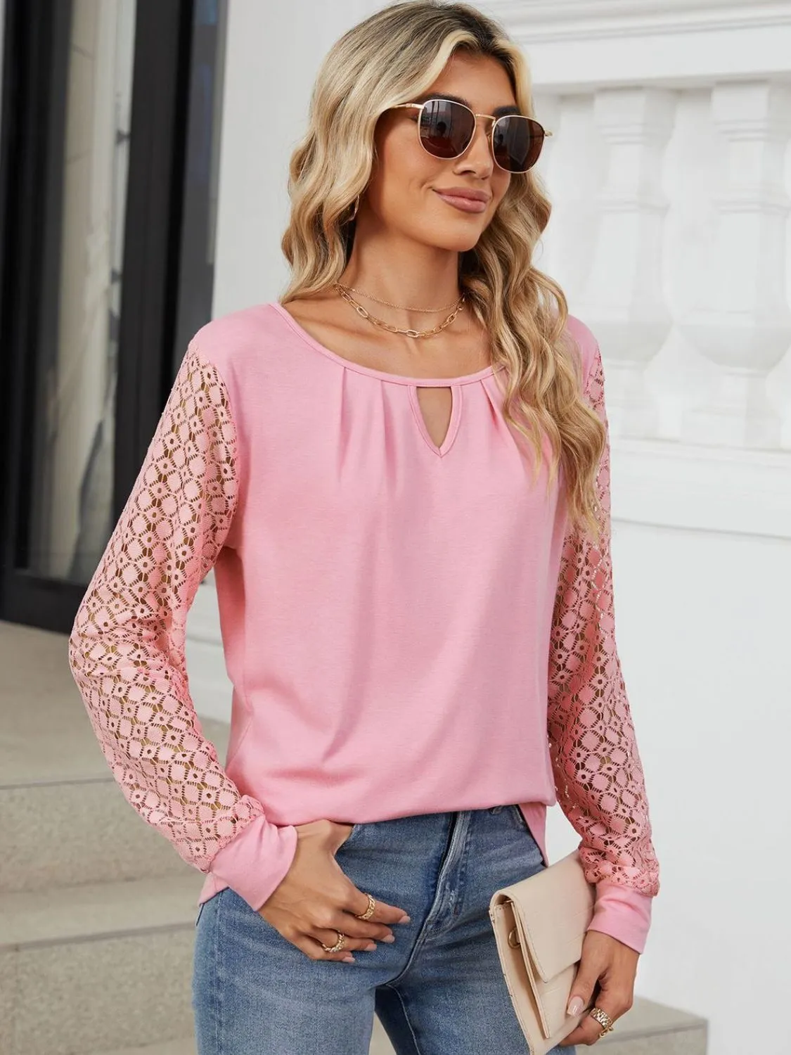 Cutout Round Neck Long Sleeve T-Shirt sold by Charming Charlie product image thumbnail 3
